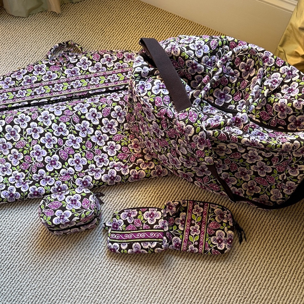Vera Bradley Floral Travel Bag Set - Purple, Green, Pink